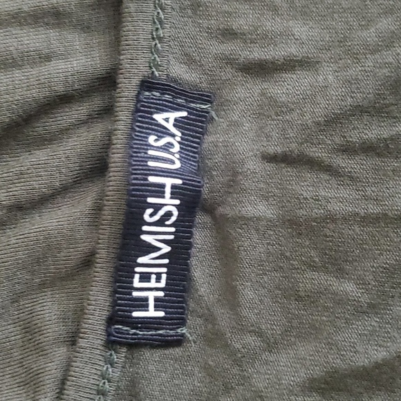 HEIMISH USA Tshirt Army Green Tunic with Babydoll  Front Size Small - Picture 6 of 9